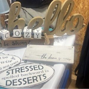 Hobby Lobby Wooden Sign Collection - Natural and White